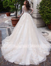 HW257 Elegant Illusion Long Sleeve Wedding Dress