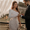 HW263 Handmade White High Split One Shoulder Beading Tassel Bridal Dress