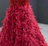 LG326 Haute Couture red sequin feathers mermaid Evening Gown