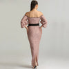 LG180 Pink off shoulder half sleeve  Evening Gowns