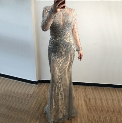 LG182 : 2 Styles full Diamond Mermaid Evening Gowns(5 Colors )