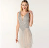 LG184 Luxury Deep-V Sequined Beading Tassel Pageant Gowns ( 2 Colors )