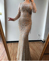 LG369 Real Photo Luxurious Gold sequined Evening Gown