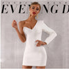 MX191 White One Shoulder long sleeve Celebrity Dress