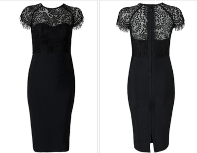 MX04 New Summer Lace Short Sleeve Dresses(White/Black)