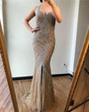 LG190 : 2 styles luxury gold full diamond beading Pageant gowns