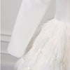 SS40 Gorgeous Long sleeve Feather  hi lo Wedding Dresses