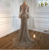 LG202 Luxury flare sleeves sequined beading Evening Gowns ( 3 Colors)