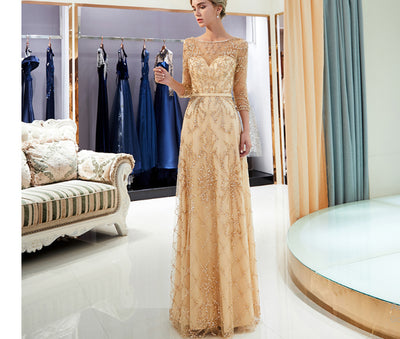 LG109 Luxury Half Sleeve  beaded Evening Dresses (3 Colors )