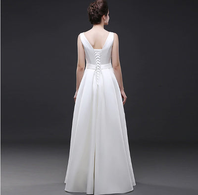 CW136 Simple A-line beach Wedding Dresses with pocket