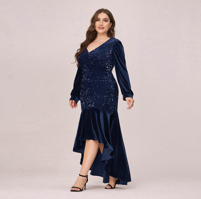 BH243 Plus Size Asymmetrical Cocktail Dress
