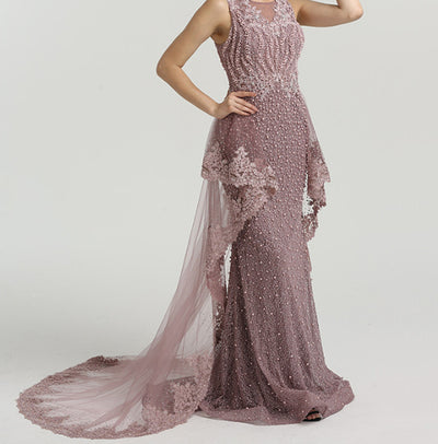 LG99 : 2 Styles Pearls beaded Evening Gowns