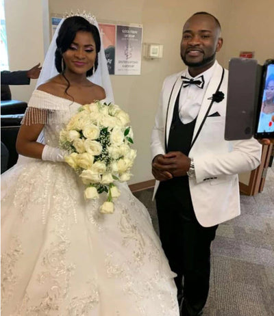HW05 Glamorous Glitter off shoulder Wedding dresses