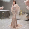 LG199 Luxury V-Neck beading Evening gown+Feathers Shawl(2 Colors)