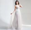 PP156 Sexy White V-neck Backless Lace Evening Dress