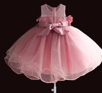 FG85 3 Colors Petal Flower Ball gown dress for baby girl ( 3M-4T )