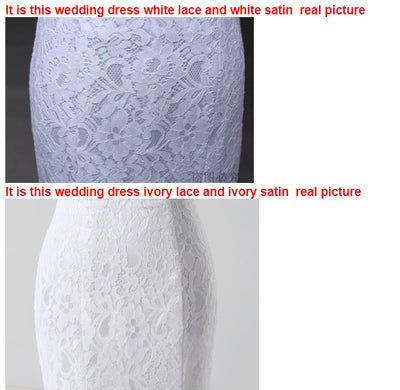 SS44 Simple strapless lace Bodycon short wedding dress