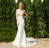 CW147 Backless O-Neck Lace satin Mermaid Wedding Gown
