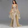 LG207 Glamorous Gold crystal Beaded Pageant gown