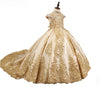 FG92 Luxury Gold embroidery Pageant girl dresses