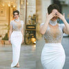 LG212 High Neck Pearls Beading see-though Evening Gown