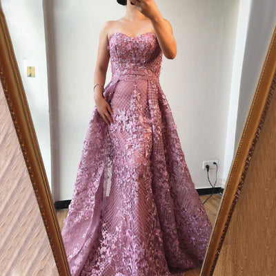 LG213 Pink Off Shoulder Pageant Gown with overskirt
