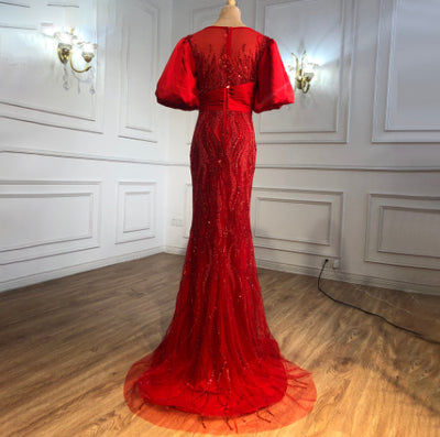 LG365 Luxury beaded half puff sleeves Evening Gowns ( 2 Colors )