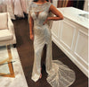 LG218 Plus size Luxury V-neck full Diamond Beading Pageant Gowns(4 Colors)