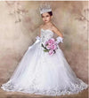 FG106 Luxury Boat neck Flower Girls Dress with long tail