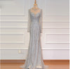 LG230 Long Sleeves Crystal Beaded Mermaid Prom Dresses(3Colors)