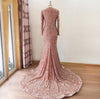 LG475 Real picture sequined mermaid Gown with detachable train