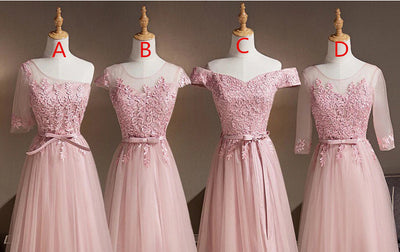 BH34 : 4 Styles  Pink Long Bridesmaids Dresses