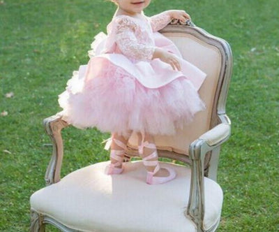 FG124 Open back puffy flower girl dress