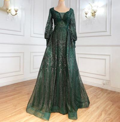 LG487 Real pictures Puff sleeve Beading Evening Gowns ( 4 Colors )