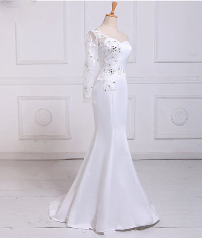 CW180 Real Photo One sleeve  mermaid Wedding dress