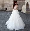 CW184 Illusion long sleeve lace beach Bridal Gown