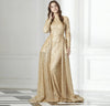 LG03 Muslim Long Sleeve Gold Evening Dress