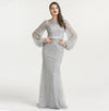 LG241 Plus size Full Pearls beaded Mermaid Evening Dresses (7 Colors)