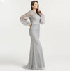 LG241 Plus size Full Pearls beaded Mermaid Evening Dresses (7 Colors)