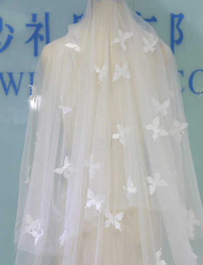 BV01 Luxury 3D Butterfly beaded long Wedding Veils