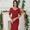 LG248 Real Photo Half Sleeve Beading Sequined Evening Gowns(4 Colors)