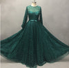 LG249 Lantern sleeve high split pearls Evening Dresses(Wine red/Green)
