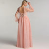 LG250 Peach flower pearls Long Sleeves Dubai Evening Dress