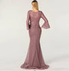 LG252 Plus size Muslim Pink Pearls beaded Evening Dress