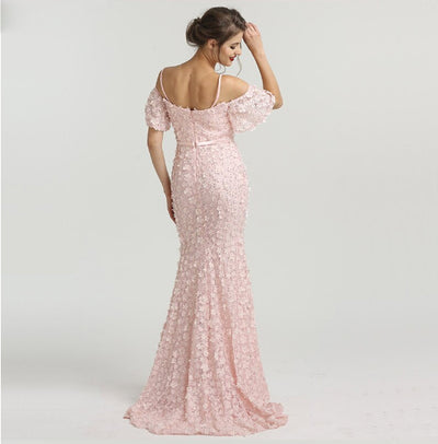 LG253 Spaghetti Strap 3D flower beaded Mermaid Evening Dresses(6 Colors)