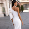 CW280 Simple one shoulder Soft Satin Mermaid Wedding Dresses