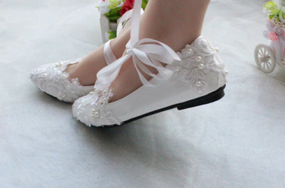 BS11 Leather lace Bridal Shoes