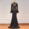 LG260 Black High Collar Sequined Evening Dresses