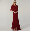 LG261 Wine red beading sequin Evening Gown