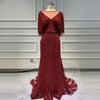 LG261 Wine red beading sequin Evening Gown